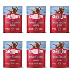 CARNILOVE Dog Pouch Turkey and Salmon Puppies 6x300g šlapimo maistas šunims su kalakutiena ir lašiša šuniukams