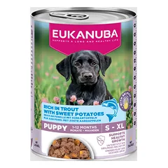Eukanuba konservuotas maistas šuniukams su upėtakiu ir batatais 400 g