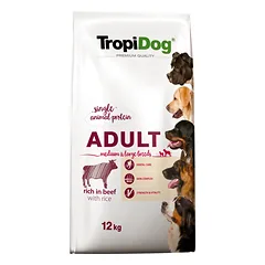 TROPIDOG Premium Adult medium & large breed jautiena su ryžiais 12kg