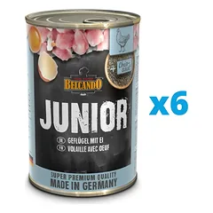 BELCANDO Super Premium Junior Paukštiena, kiaušiniai  6x400 g šlapias šunų maistas