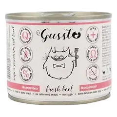 GUSSTO Cat Fresh Beef šlapias kačių maistas, šviežia jautiena 200 g