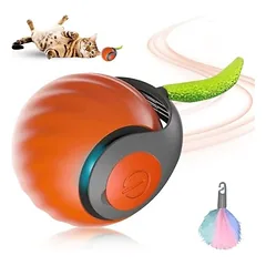 Oranger interaktiver Katzenball 5 cm – mit Plüschschwanz-Indoor-Spiel