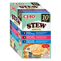 CIAO Stew troškinys katėms vištiena su lašiša, šukutėmis ir tunu, 10x40g — 3 nuotrauka