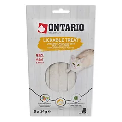 Ontario Lickable Treats Chicken Flavoured with Multi Vitamins kremas skanėstas su vištiena ir multivitaminiais katėms ir kačiukams, 5 x 14 g