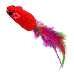 Magic Cat žaislinė pelė medvilninė su plunksna, 6 cm — 4 nuotrauka