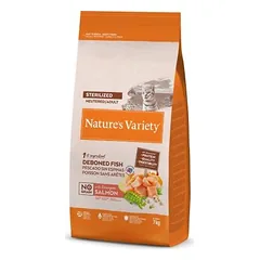 Nature’s Variety Cat No Grain Sterilized Norwegian Salmon visavertis be grūdų sausas maistas suaugusioms sterilizuotoms katėms su Norvegijos lašiša, 7 kg