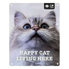D&D Schild I Love Happy Cats "Living here"