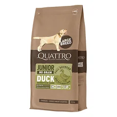 Quattro Junior Large Breed Duck begrūdis sausas maistas šunims
