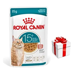ROYAL CANIN drėgnas kačių ėdalas, Senior Ageing 15+, padažas 12x85g + Staigmena katei