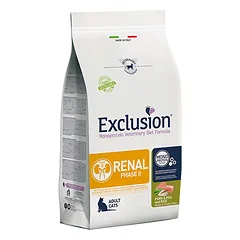 Exclusion Renal dietinis Phase II sausas pašaras katėms su kiauliena, žirniais, ryžiais, 300 g