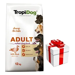TROPIDOG Premium adult medium & large breed antis su ryžiais 12kg + Staigmena ŠUNIUI