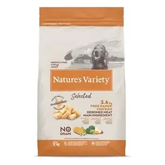 Nature’s Variety Selected Medium Adult Free Range Chicken sausas maistas vidutinio ir didelio dydžio suaugusiems šunims, 12 kg