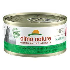 Almo Nature HFC Natural Tunas su saldžiosiomis kukurūzais konservai suaugusioms katėms, 70 g