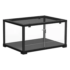 Roplių terariumas, 86 litrų vivariumas su stumdomomis durimis, užrakinamas, skirtas driežams, vabzdžiams, vorams, gekonams, 60 x 45 x 32 cm, juodos spalvos