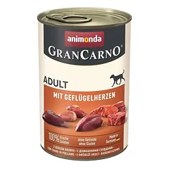 ANIMONDA Gran Carno Adult with Poultry hearts 24x400 g su paukščių širdimis suaugusiems šunims