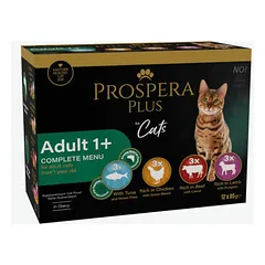 Konservuotas kačių maistas - Prospera Plus, maišelis katei suaugusiam(-ai) nuo 1 metų, mišinys, 12 x 85 g parduotuvėje 1petshop.lt