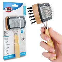 TRIXIE dvipusis šepetys šunims, skirtas kailio priežiūrai, sąvėloms ir ilgaplaukiams šunims