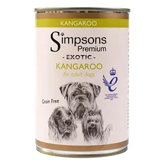 Simpsons Premium Exotic Kangaroo - be grūdų šlapias maistas suaugusiems šunims, pagamintas iš kengūros mėsos ir daržovių, 400g — 3 nuotrauka