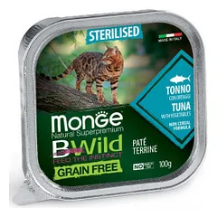 Monge BWild Sterilised paštetas su tunu ir daržovėmis sterilizuotoms katėms - Pet24