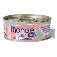MONGE Natural konservuotas papildas su tunu, vištiena ir krevetėmis suaugusioms katėms, 80 g parduotuvėje petreon.lt
