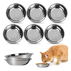 Set mit 6 Edelstahlnäpfen,flache Näpfe,leicht zu für kleine Katzen
