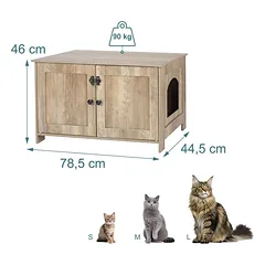 Uždara katės tualeto spintelė Relaxdays 10052204_695, 2 durys, 78,5 × 46 × 44,5 cm — 4 nuotrauka