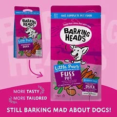Barking Heads LITTLE PAWS Fuss Pot sausas maistas mažų veislių šunims su antiena — 3 nuotrauka