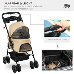 Šunų vežimėlis khaki — 4 nuotrauka