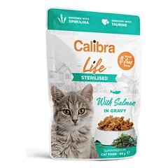CALIBRA Cat Life pouch konservai maišeliuose sterilizuotoms katėms su lašiša padaže, 85g