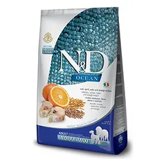 Farmina N&D Low Grain Adult Medium Maxi Menkė & Apelsinas mažgraudžių sausas maistas suaugusiems vidutinių ir didelių veislių šunims, 12 kg