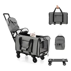 GIANTEX 2-in-1-Transporttasche mit Rollen und Belüftungsfenster