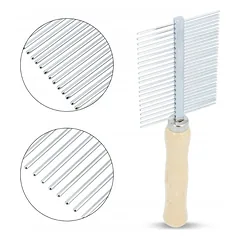 Trixie dvipusės metalinės šukos su medine rankena 17 cm