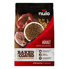 Nulo Baked & Coated sausas maistas suaugusiems šunims su ėriena, kiauliena ir jautiena, 2kg