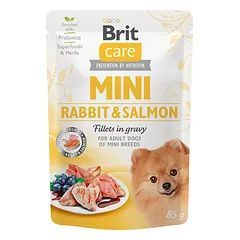 Brit Care Mini kons. šunims maišeliuose Rabbit&amp;Salmon fillets in gravy 24vnt. x 85g