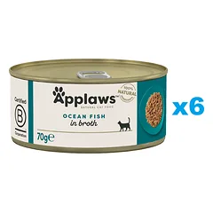 APPLAWS Cat Adult Ocean Fish in Broth vandenyno žuvys sultinyje 6x70 g
