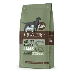 Quattro begrūdis monoproteininis sausas maistas suaugusiems šunims su ėriena 12 kg