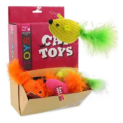 Magic Cat pelė su katžole ir plunksnomis 6cm