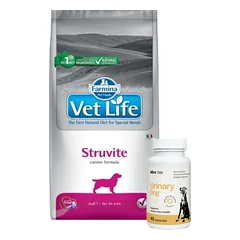 FARMINA Vet Life Dog Struvite (šlapimo) 2kg + LAB-V Urinary Dog - Pagalba šunims sergant šlapimo takų infekcija 45 kapsulės