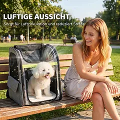 Išplečianti augintinių nešioklė, 33,5x28x42 cm, šviesiai pilka, iki 10 kg, 5 kišenės, atspindinčios juostelės — 5 nuotrauka