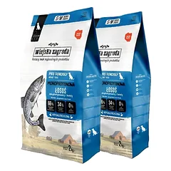 WIEJSKA ZAGRODA Monoproteininė Lašiša šunims traškučiai S/M 2x2 kg