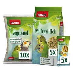 PANTO Wellensittich Set mit Futter, Vogelsand & Kolbenhirse