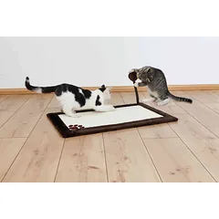 Trixie Scratching Mat With Plush Border nagų draskyklė katėms, horizontali, su pliušiniu apvadu ir žaisliuku, 70×45 cm, tamsiai ruda — 5 nuotrauka