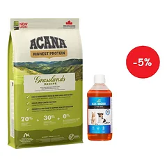 Acana Regionals Grasslands Dog 11,4kg + LAB V Lašišų aliejus šunims ir katėms 500ml