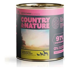 COUNTRY&NATURE Kiaulienos ir špinatų drėgnas maistas be grūdų 850 g