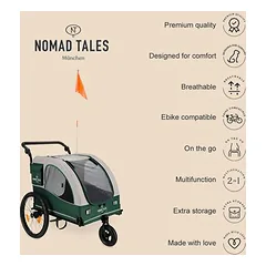 Nomad Tales Spirit dviračio priekaba elektriniam dviračiui, L 145 x B 84 x H 103 cm, iki 45 kg — 2 nuotrauka