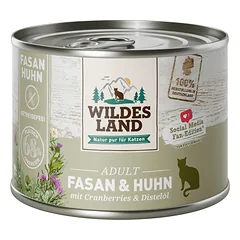 WILDES LAND Pheasant &chicken konservuotas begrūdis pašaras suaugusioms katėms su vištiena ir fazaniena, 200 g