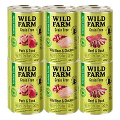 WILD FARM Premium Grain Free Mix skoniai 12x400g – be grūdų kačių maistas