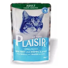 Plaisir Cat upėtakis & krevetės maišelis 100 g