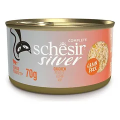 Schesir Silver konservuotas maistas vyresnio amžiaus katėms su vištiena,70g