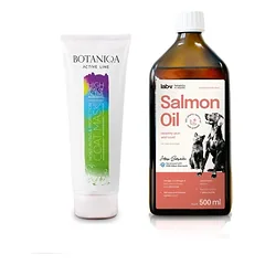 BOTANIQA Moisturizing & protection coat mask 250ml + Lab-V 100% lašišų aliejus įvairaus amžiaus šunims ir katėms 500ml šalto spaudimo